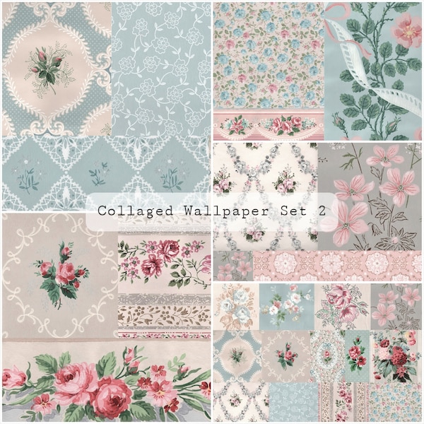 Collaged Wallpaper Pages Set 2 | Junk Journal Printable