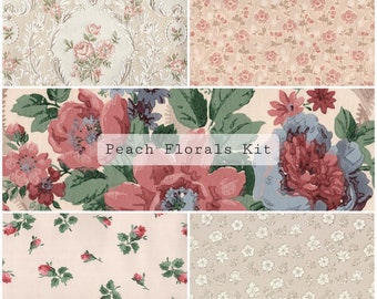 Peach Florals Kit | Vintage Wallpaper | Junk Journal Printable