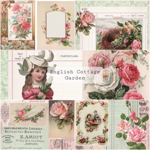 Kit de jardín de cabañas inglesas / Diario basura imprimible