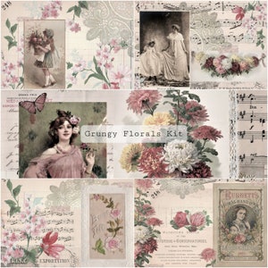 Grungy Florals Kit | Junk Journal Printable