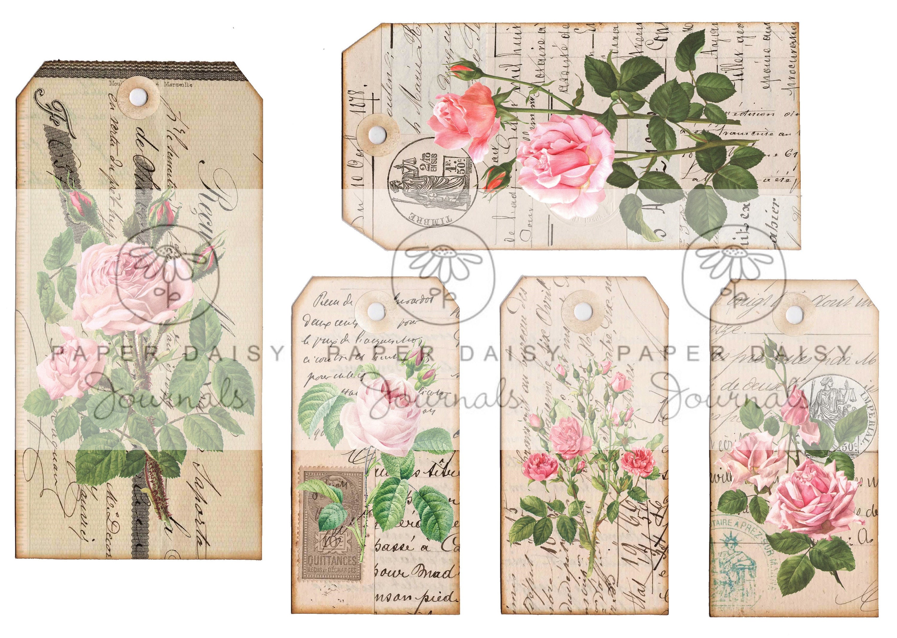 Rose Ledger Kit | Pages and Tags | Junk Journal Printable - Etsy