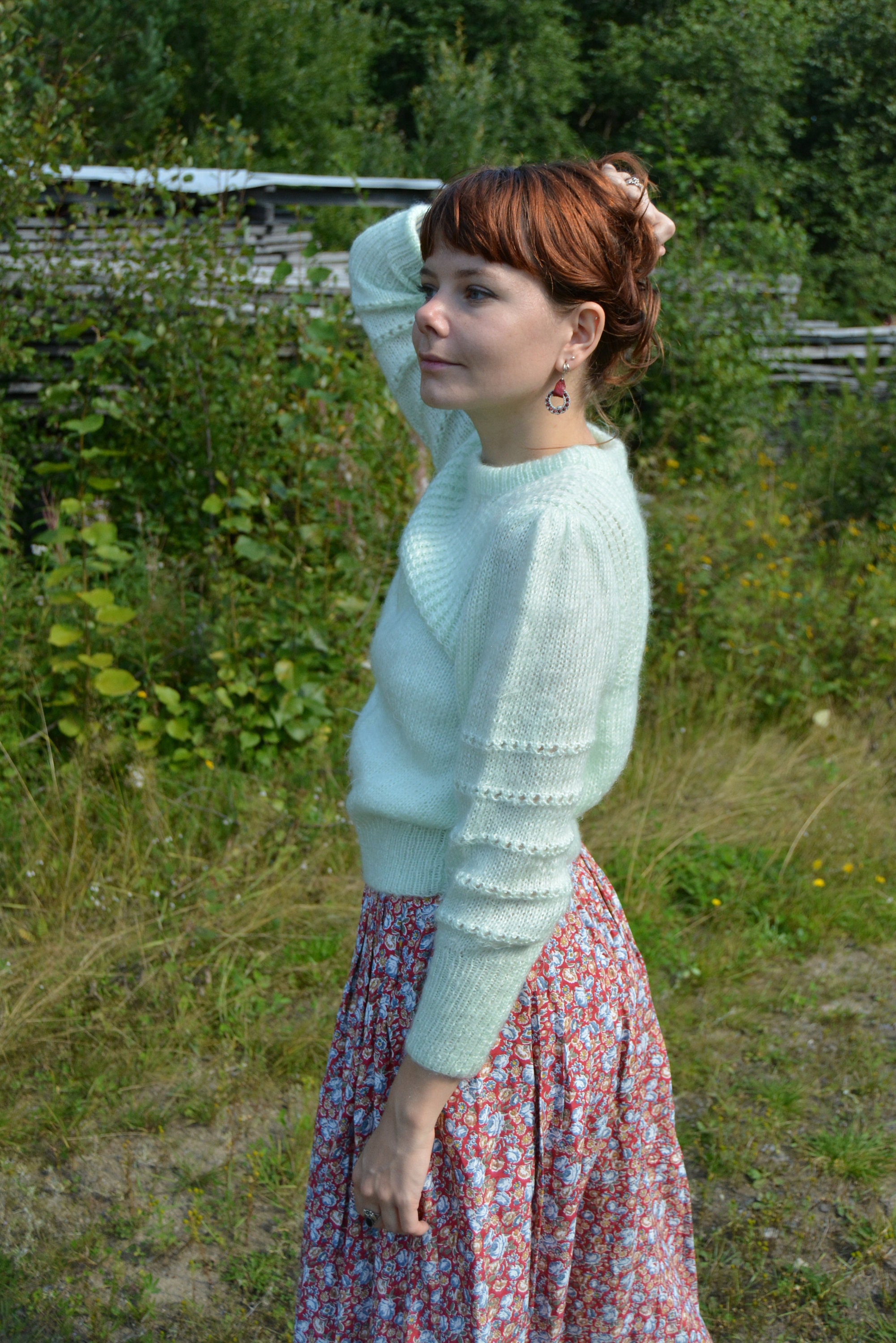 Mint Green Sweatshirt//knitted//handmade//short//vintage - Etsy Sweden
