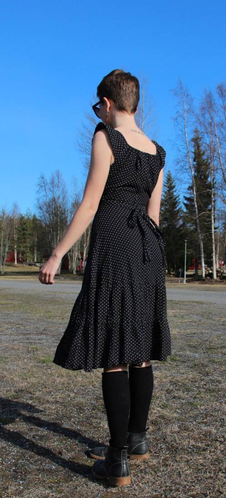 Polka dot dress thrifted in Sweden