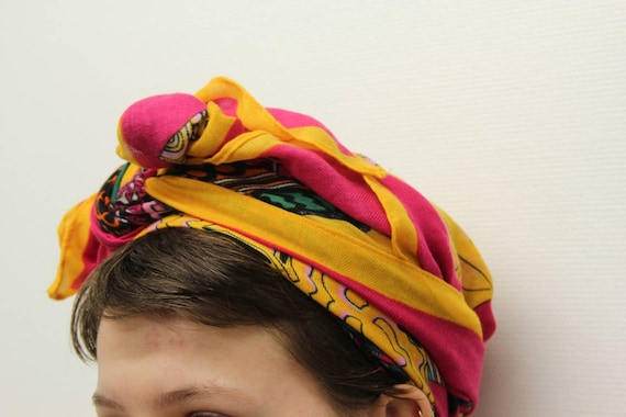 Bright yellow/pink scarf