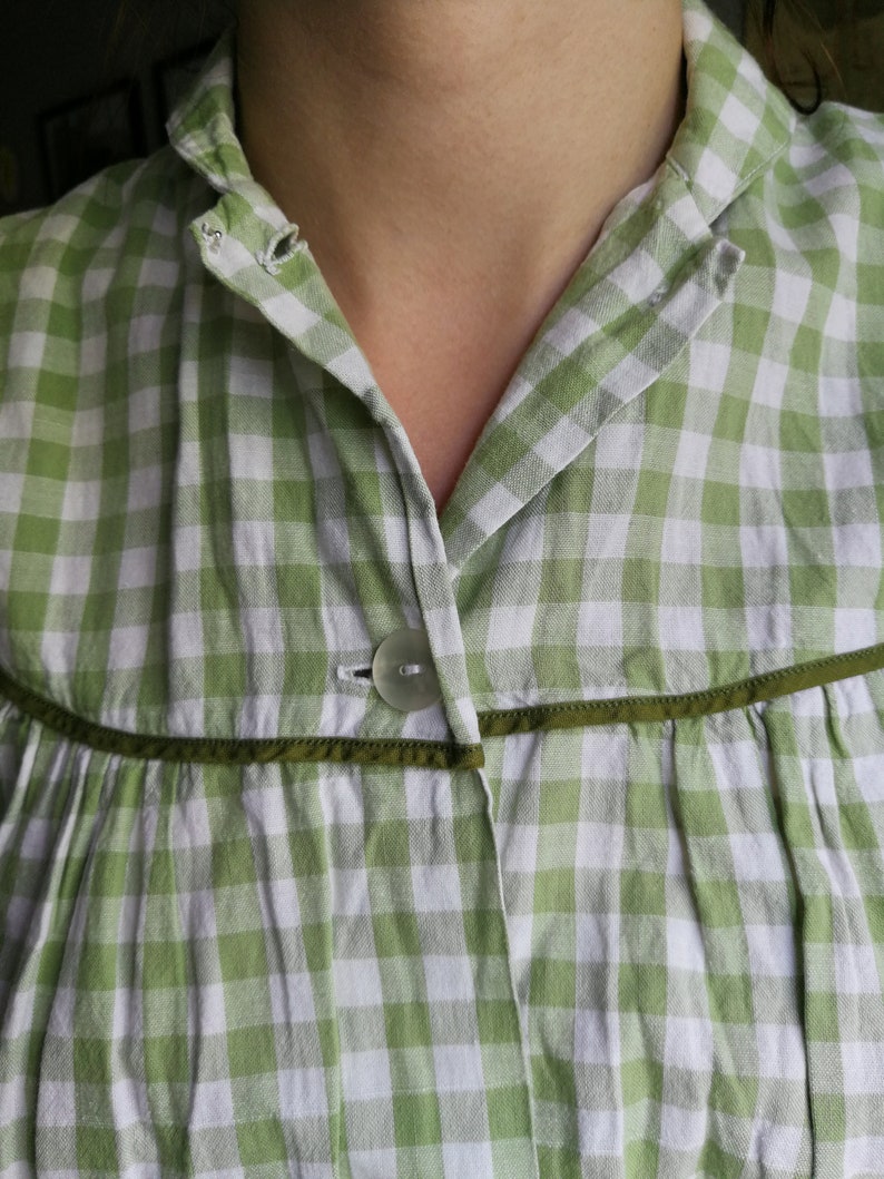 Danish Green Gingham Shirt Dress Etsy