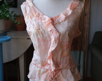 Delicate Silky Peachy Top//Coquette//Fairy//Adjustable//Romance//Y2K