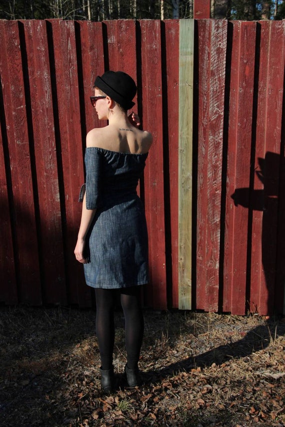 French Denim off-shoulder dress