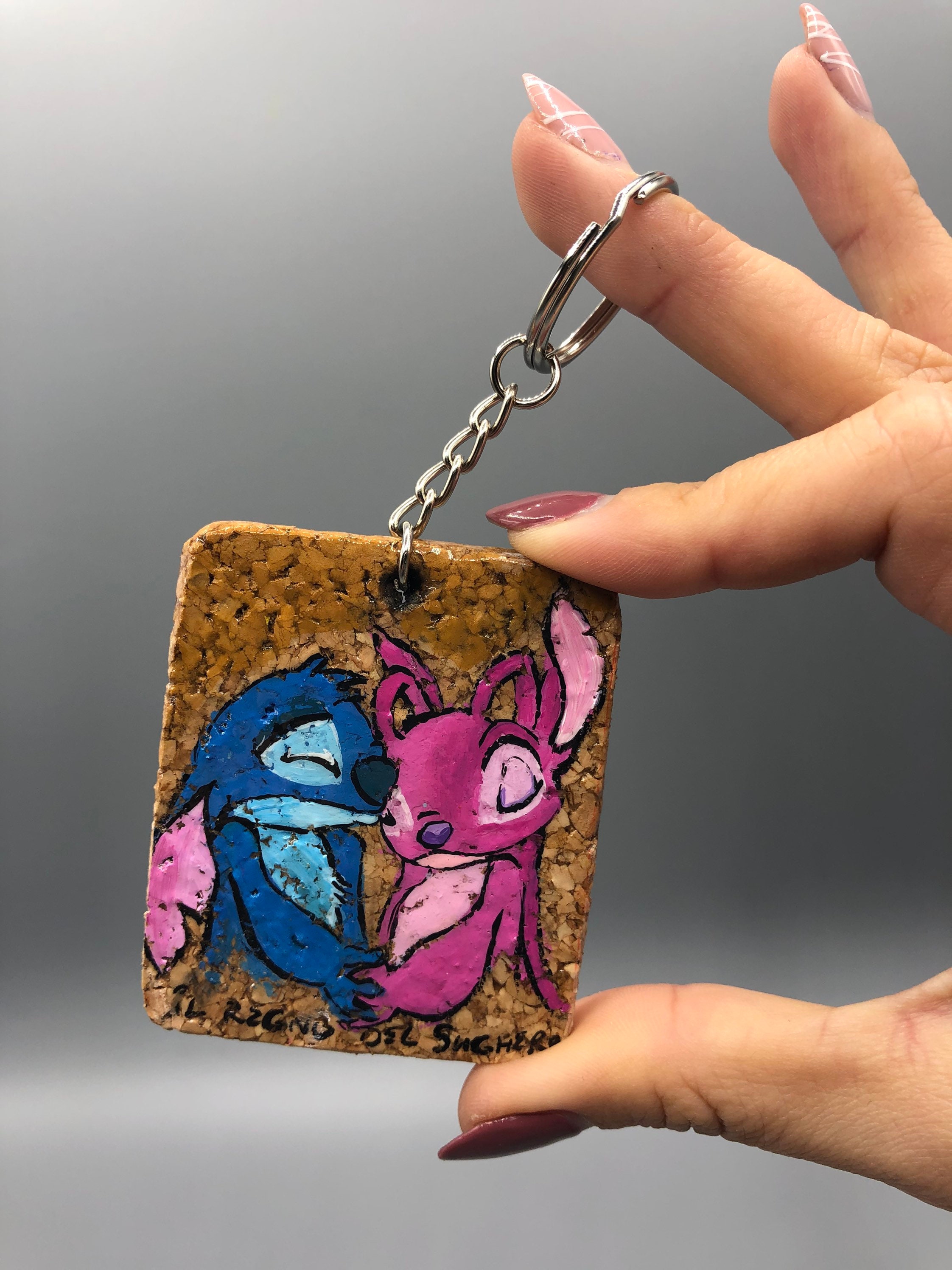 Stitch and Angel keychain 6 x 5 cm Etsy