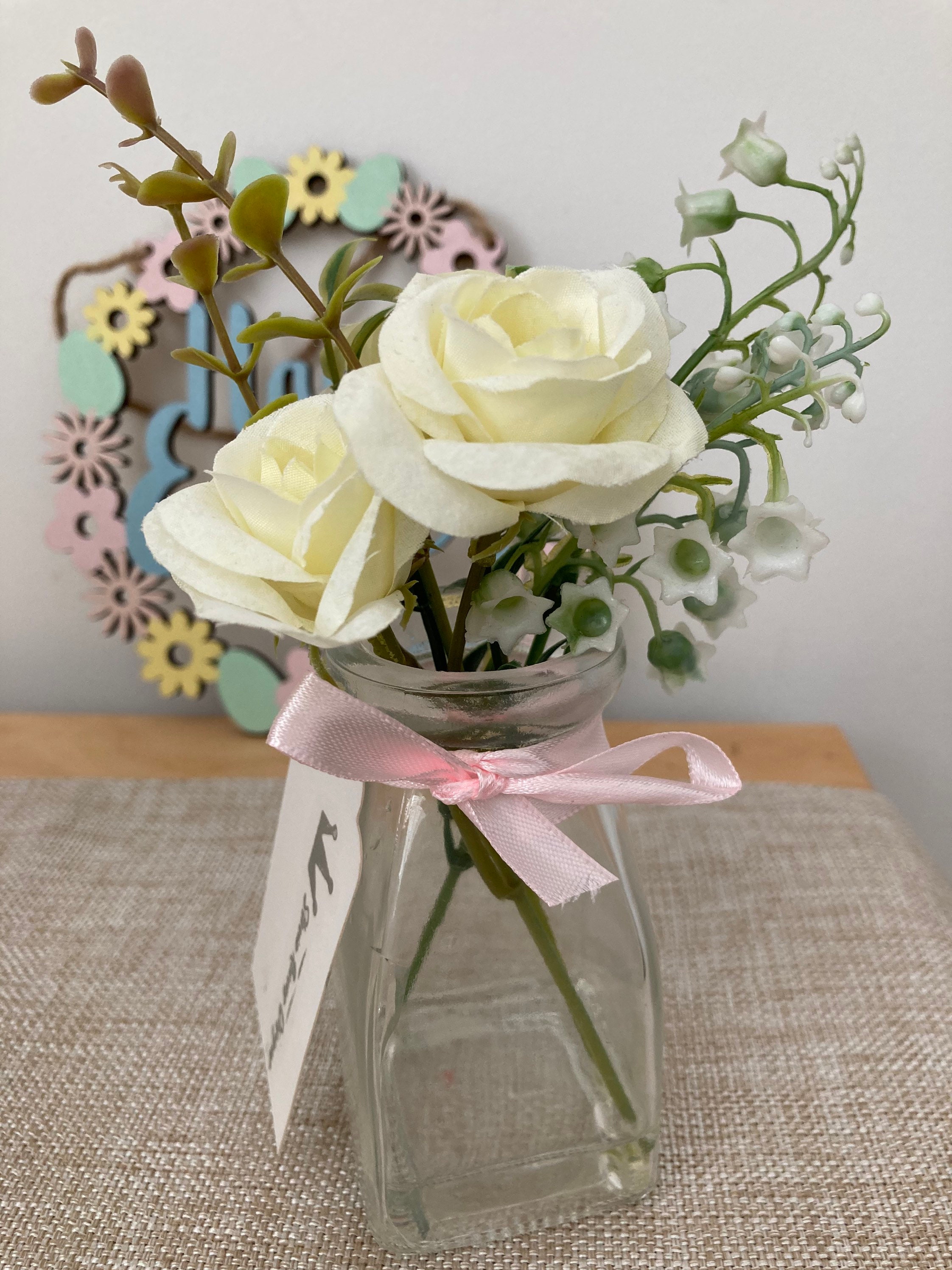 Spring small faux silk flower arrangement in still water Etsy