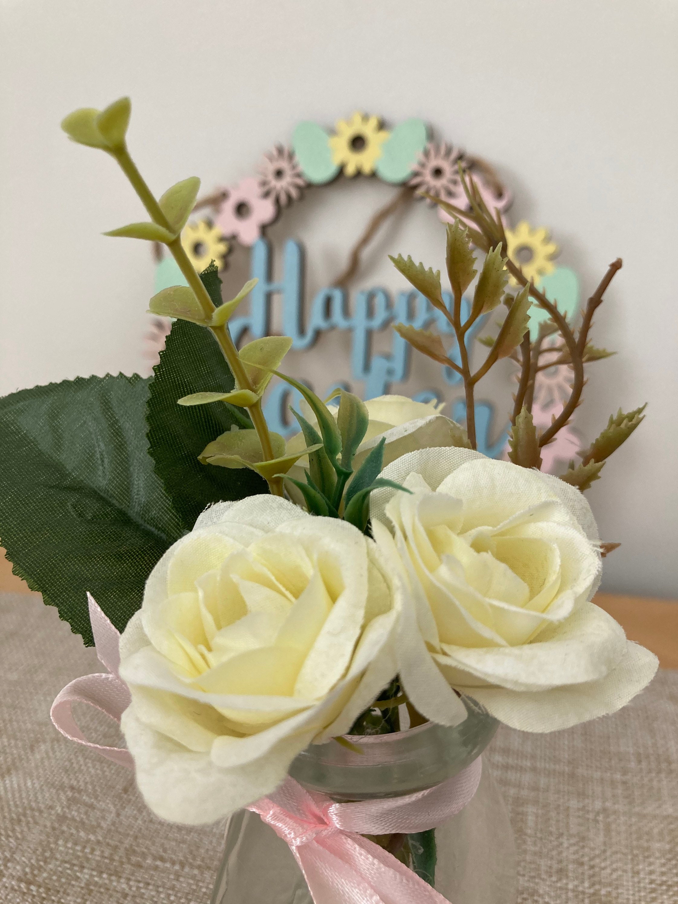 Spring small faux silk flower arrangement in still water Etsy