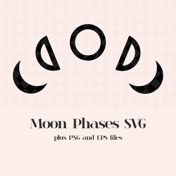 Moon Phases SVG, Crescent Moon Cut File, Moon Vector, Celestial PNG, Boho Design With Commercial License