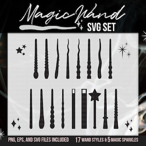 Magic Wand SVG Icon Set | 22 Icons | Magical Vector Set | Magic Wand Cut Files | Fairy Wand SVG | Magic Wand Cricut | Magic Wand Silhouette