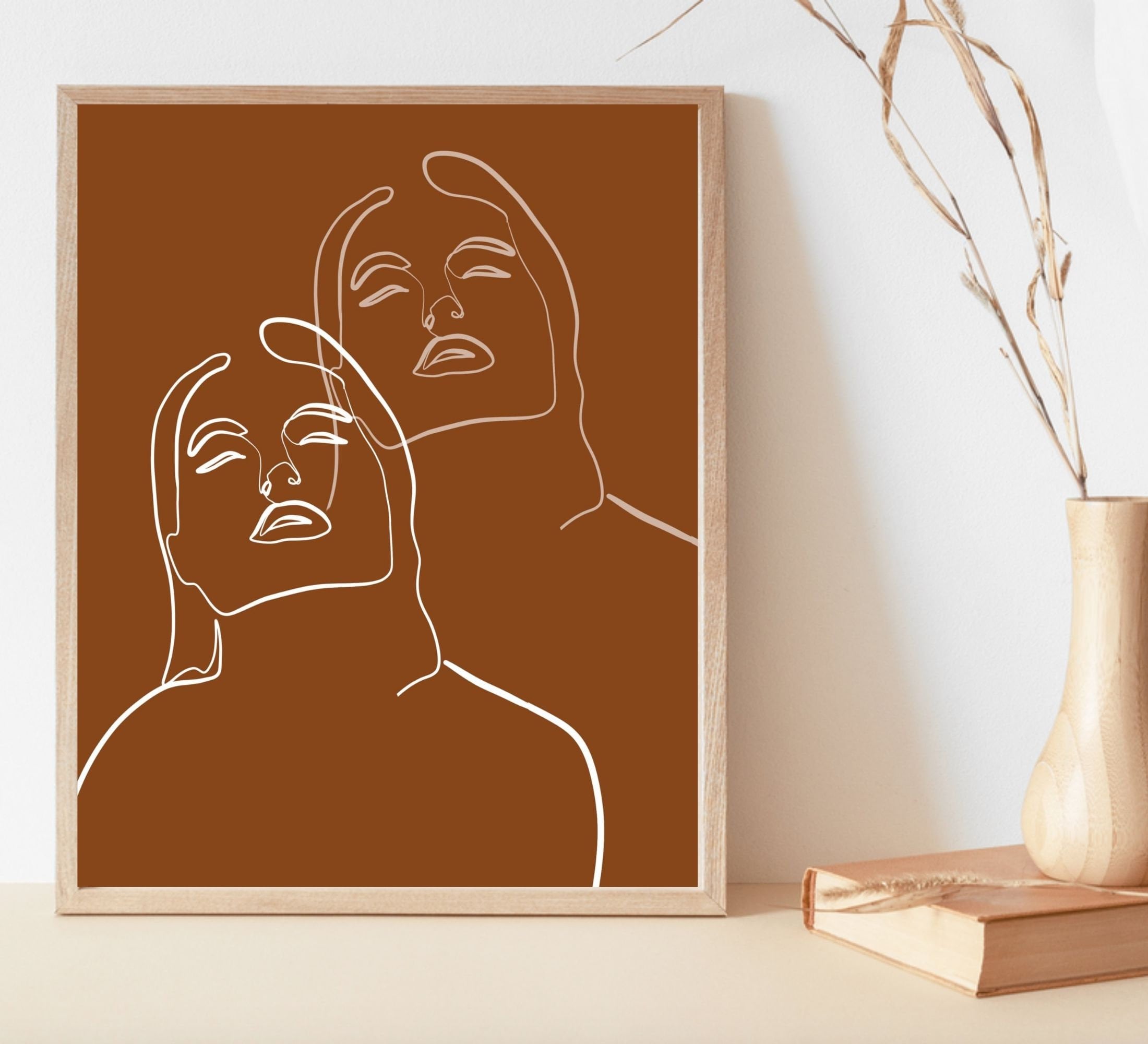 Two Faces Art Print One Line Face Drawing Single Line Art Etsy