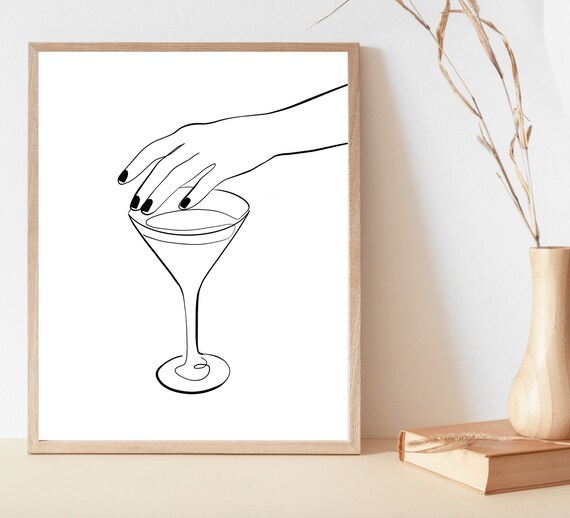 Martini Drink Art Print Drinking Martini Wall Art Hand Etsy
