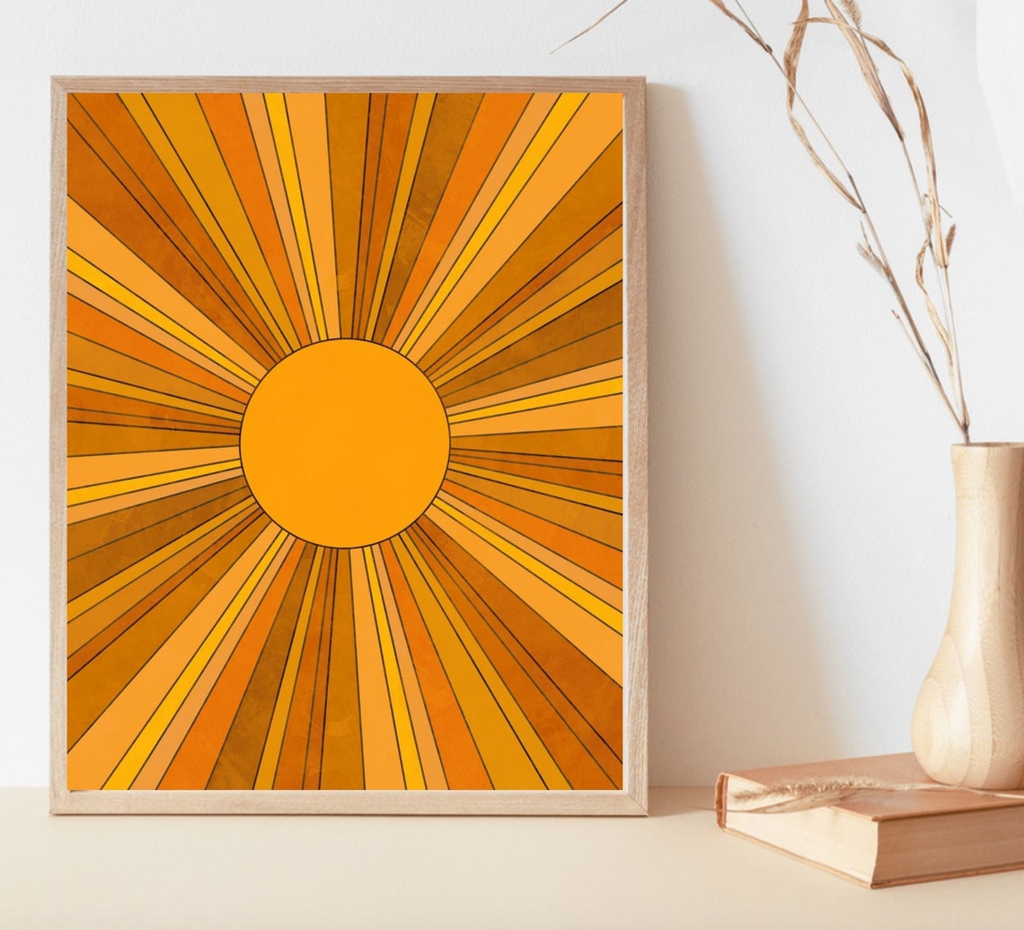 Sunburst Print Sun Rays Wall Art Sunshine Art Print Etsy
