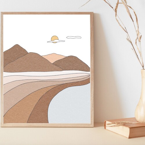 Abstract Mountains Print Landscape Art Print Boho Wall Art Etsy
