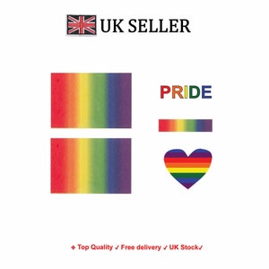 Conjunto de 5 LGBT Rainbow Temporal Tatuaje Impermeable Dura 1 semana Cara cuerpo mano tatuaje
