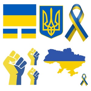 10 x UKRAINE fer sur bricolage sérigraphie transfert pour tissu drapeau ukrainien carte ruban Freedom Crest