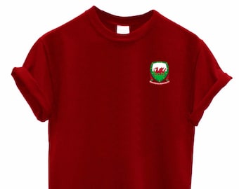 Wales Team Crest Unisex Crew neck Tshirt Support your Country football rugby cricket Welsh