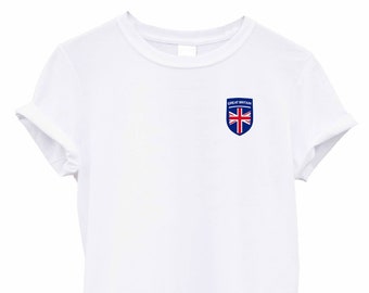 Great Britain Team Crest Unisex Rundhals-T-Shirt Unterstützen Sie Ihr Land Fußball Rugby Cricket GB