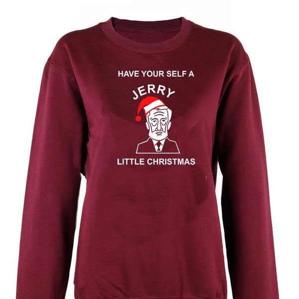 Heb jezelf een Jerry kleine kerst print crew nek unisex Sweatshirt top Christmas Jumper Merry Christmas Xmas Jeremy Corbyn Gift top