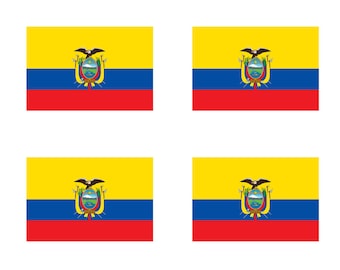 4 X Ecuador Flag IRON on Screen print transfer Patch Applique Motif