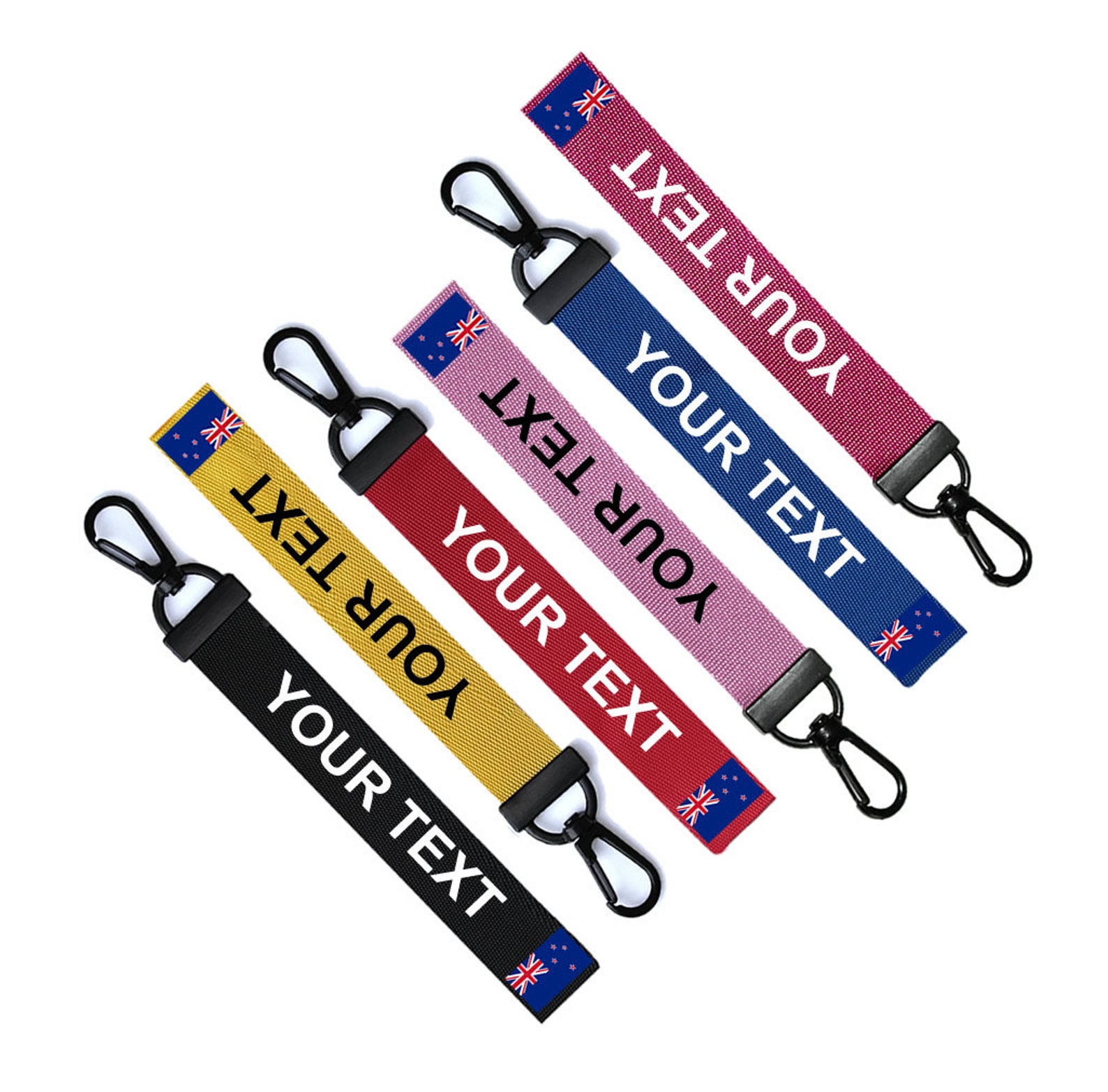 Personalised New Zealand Flag Key Chain Keyring Luggage Tag Etsy UK