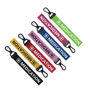 Medication Key Chain Keyring Luggage Tag Zipper Pull Bag Ring Medicine bag Medical tag