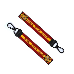 Portachiavi con bandiera spagnola Portachiavi con etichetta per bagagli Portachiavi con cerniera per borsa Spagna