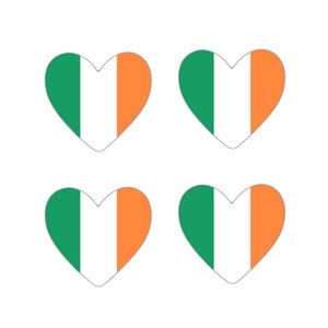 4 x Irische Flagge Herz Aufbügeln Siebdruck Transfers für Fabrics irland Flag