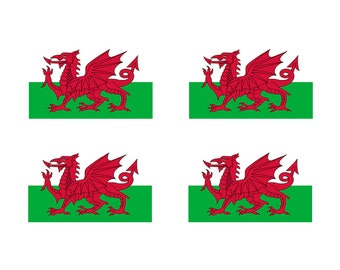 Set of 4 Welsh FLAG Temporary Tattoo Waterproof Lasts 1 week Wales Dragon Flag for country support six nations,rugby, football,cricket