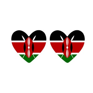 May include: Two red, black and green hearts with the flag of Kenya.