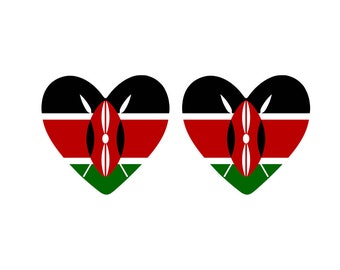 2 x Tatuaje temporal del corazón de la bandera de KENYAN Soporte del equipo de KENYAN