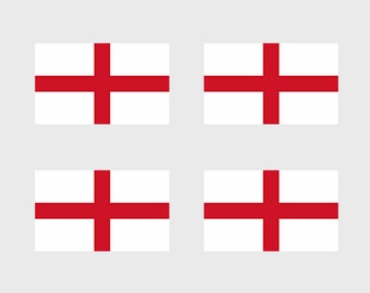 Set of 4 x England Flag Iron on Screen Print Transfers for Fabrics Machine Washable English Flag patch