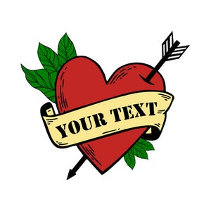 Benutzerdefinierte personalisierte Name Herz und Pfeil temporäre Tattoo Liebe Valentinstag Liebhaber Geschenk