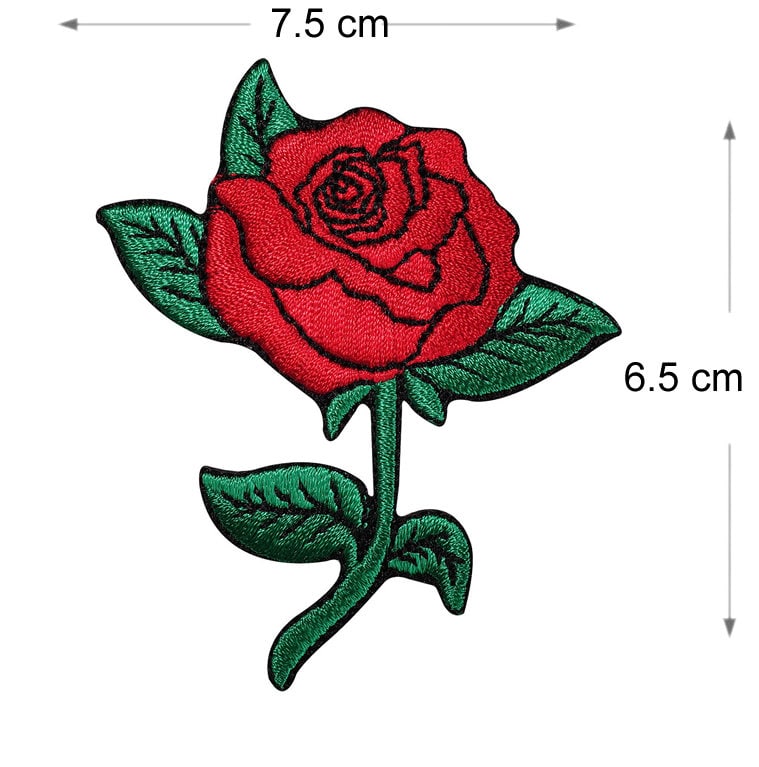 Embroidered Rose Flower Patch: Iron On Sew On Appliqué Badge (5.5cm X 9cm - Foto 6