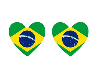 2 x Brazylijska flaga serce tymczasowy tatuaż brazylijski wsparcie drużyny