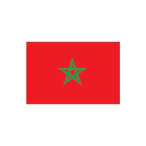 Op de afbeelding: De vlag van Marokko is rood met een groene vijfpuntige ster in het midden.