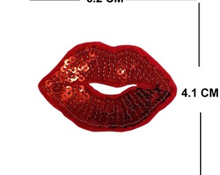 Toppa Termoadesiva Con Paillettes Rossetto – Patch Ricamata 8,7x3,6 Cm Per Vestiti, Jeans E Borse