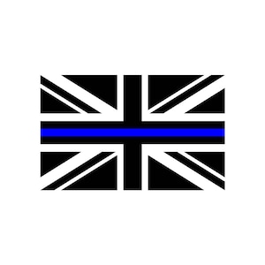 Set of 2 x Thin Blue Line UK POLICE Iron on Screen Print for fabric Machine Washable First Responders