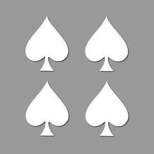 Set aus 4 weißen Pik - Siebdruck - Applikationen zum Aufbügeln für Stoffe