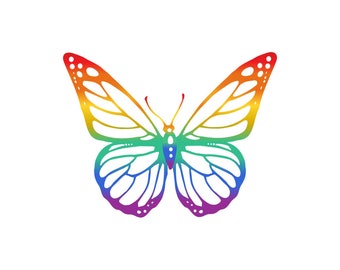 Rainbow Butterfly Iron on Transfers for Fabrics machine washable butterflies