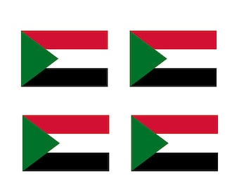 Set of 4 x Sudan Flag Iron on Screen Print Transfer for fabric Sudanese Team