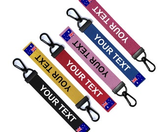 Personalised Australia Flag Key Chain Keyring Luggage Tag Zipper Pull Bag Ring Key Ring