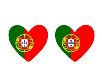2 x  Portugal Heart Flag Temporary Tattoo Portuguese Team support