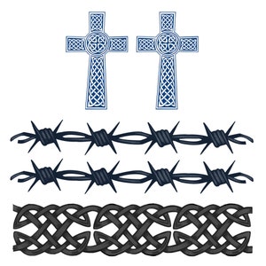 Set von 5 x Semi Permanent temporäres Tattoo Wasserdicht Dauert 1 - 2 Wochen keltisches christliches Kreuz Stacheldraht Stammes- Armband