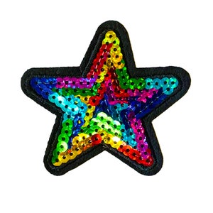 Regenboog pailletten ster opstrijk-/naai-patch Decoratieve patches, glitter
