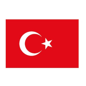 Set of 2 x Turkey Flag Iron on Screen Print Transfers for Fabrics Machine Washable Turkish Flag patch