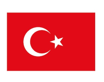 Set of 2 x Turkey Flag Iron on Screen Print Transfers for Fabrics Machine Washable Turkish Flag patch