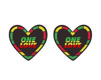 One Love Heart Temporary Tattoos – 2 Pack, Rasta Flag, Jamaica Rastafari Body Art